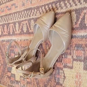 Rockport Total Motion Adelyn Ankle Skinny Strap Flats size 6 color dove